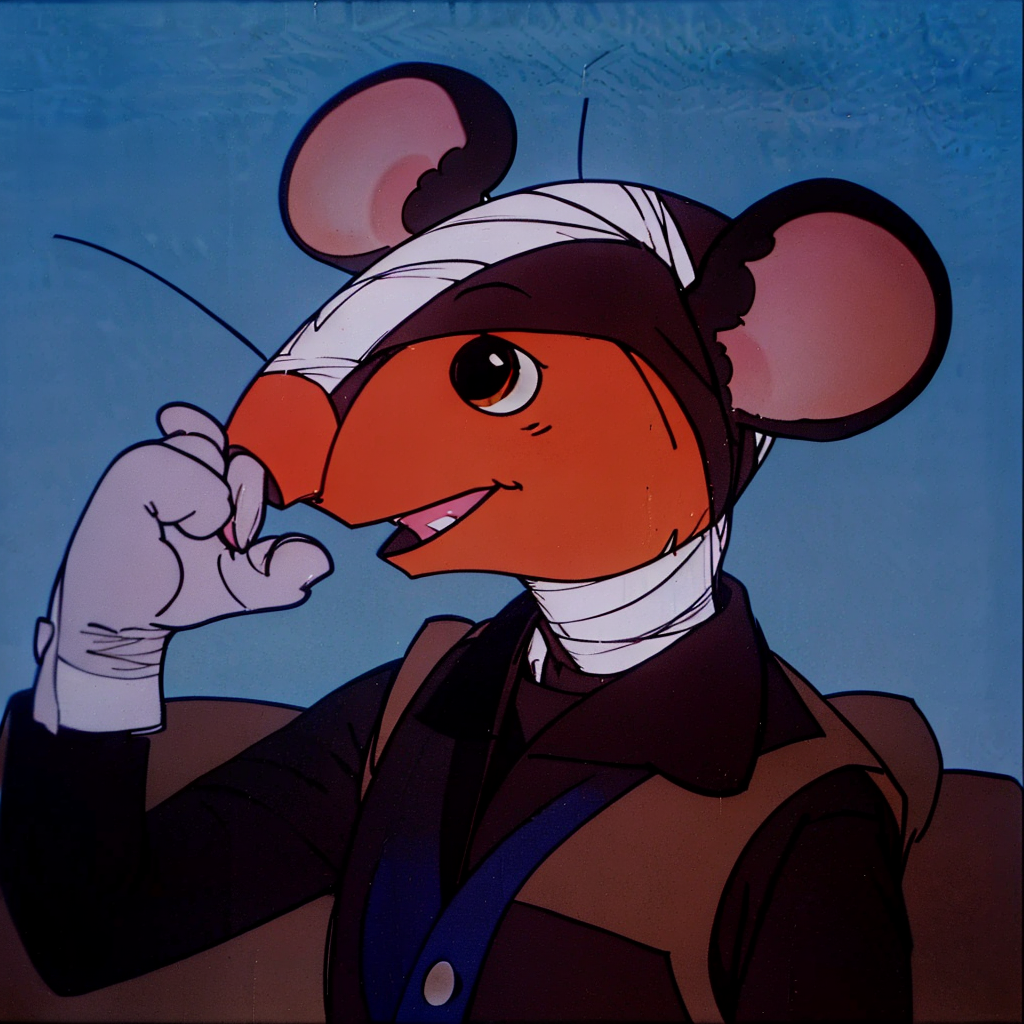 00581-2573347668-(Anthropomorphic Mouse_1.5), Long mouth,He had bandages around his head,1ears,looking to the side,.png